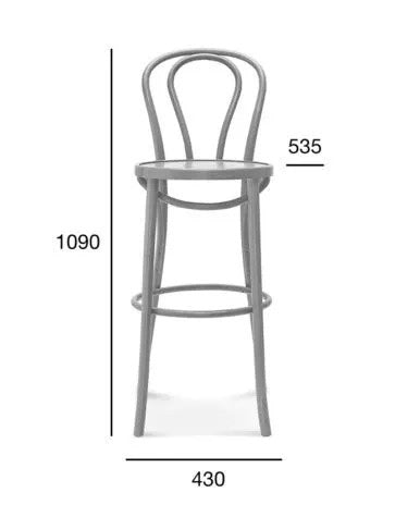 Bentwood Bar Stool, 750 mm Seat, Beech Wood