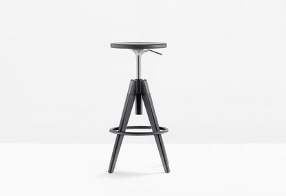 Arki Swivel Bar Stool, Solid Oak, 650–755 mm