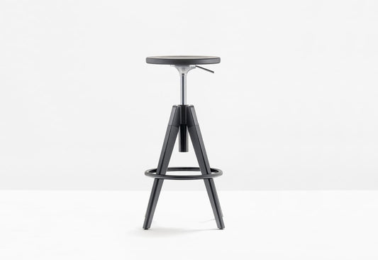 Arki Swivel Bar Stool, Solid Oak, 650–755 mm