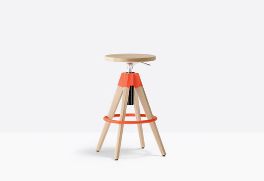 Pedrali Swivel Bar Stool Arki, Solid Oak, 650–755 mm