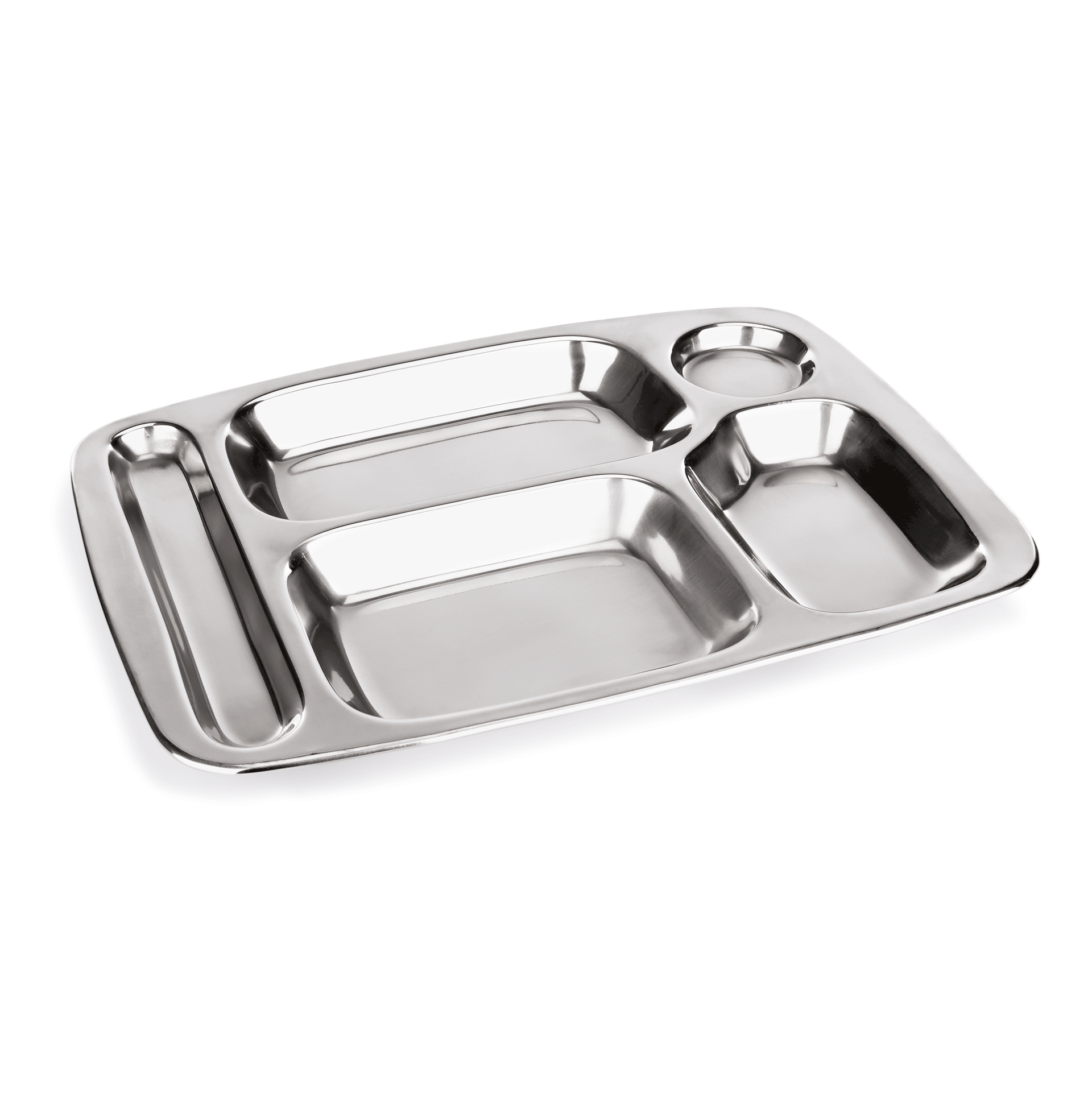 Was Stainless Steel Compartment Tray, 5 Sections, Set of 6