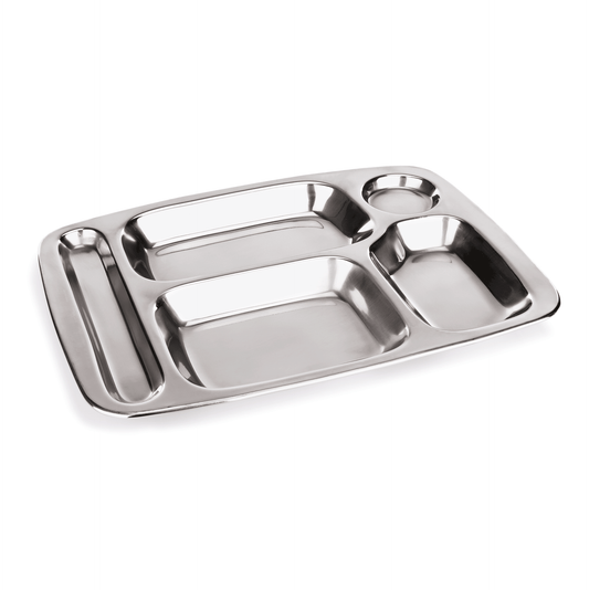 Was Stainless Steel Compartment Tray, 5 Sections, Set of 6