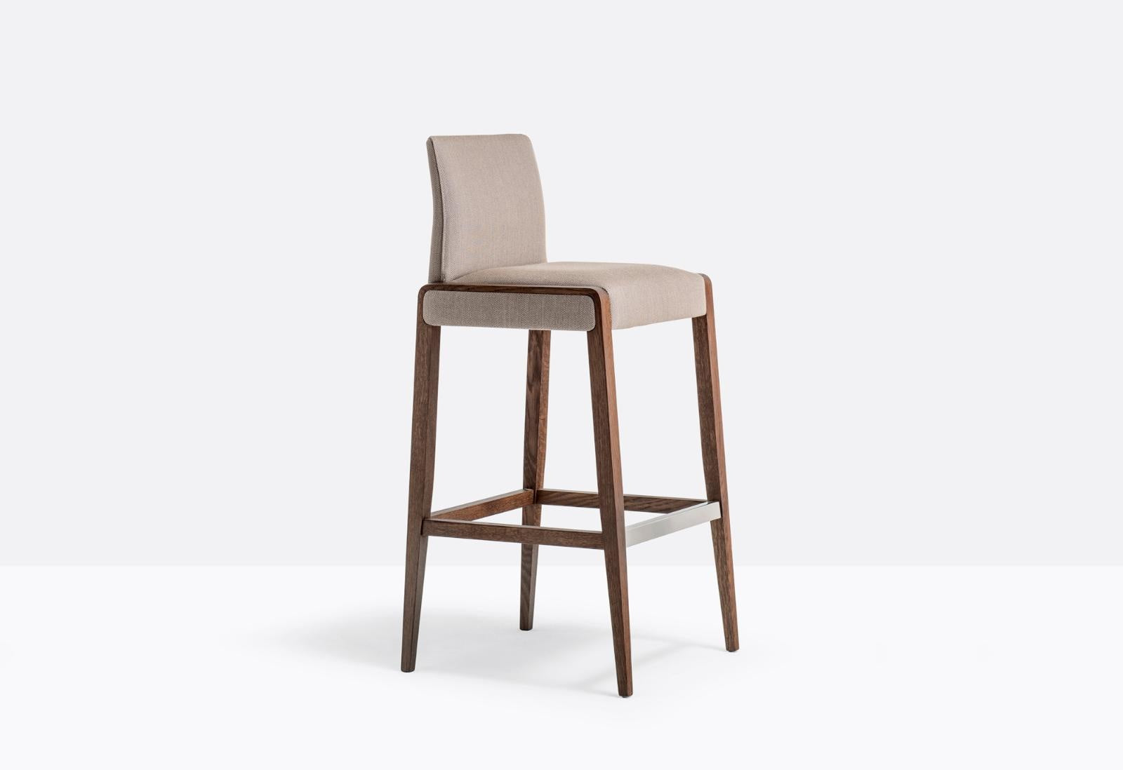 Jil Upholstered Barstool, Solid Oak Frame