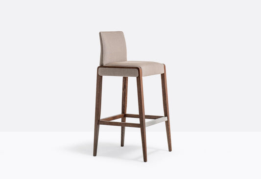 Pedrali Upholstered Barstool Jil, Solid Oak Frame