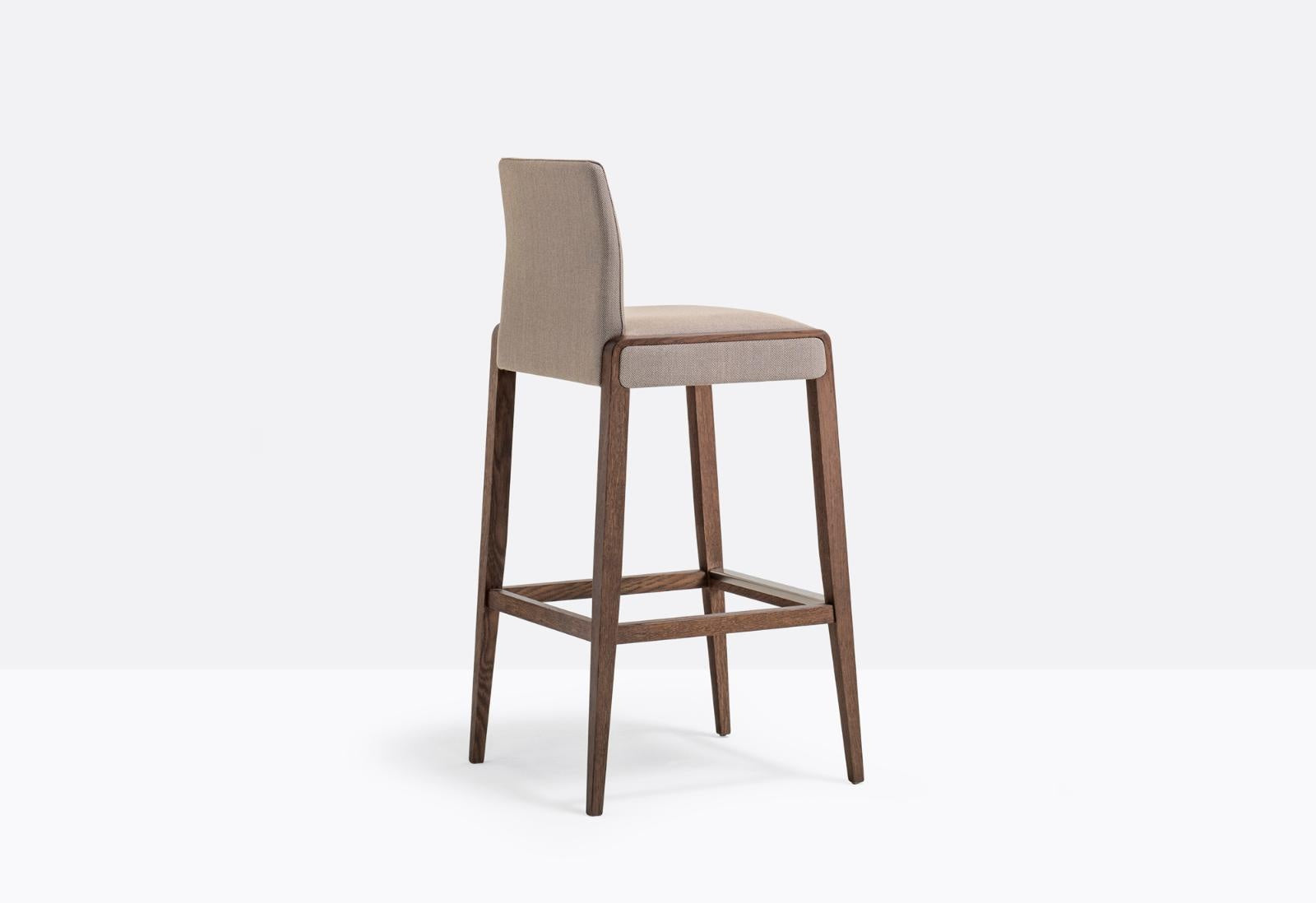 Jil Upholstered Barstool, Solid Oak Frame