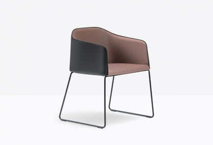 Laja Upholstered Armchair, Sled Base, Made in Italy