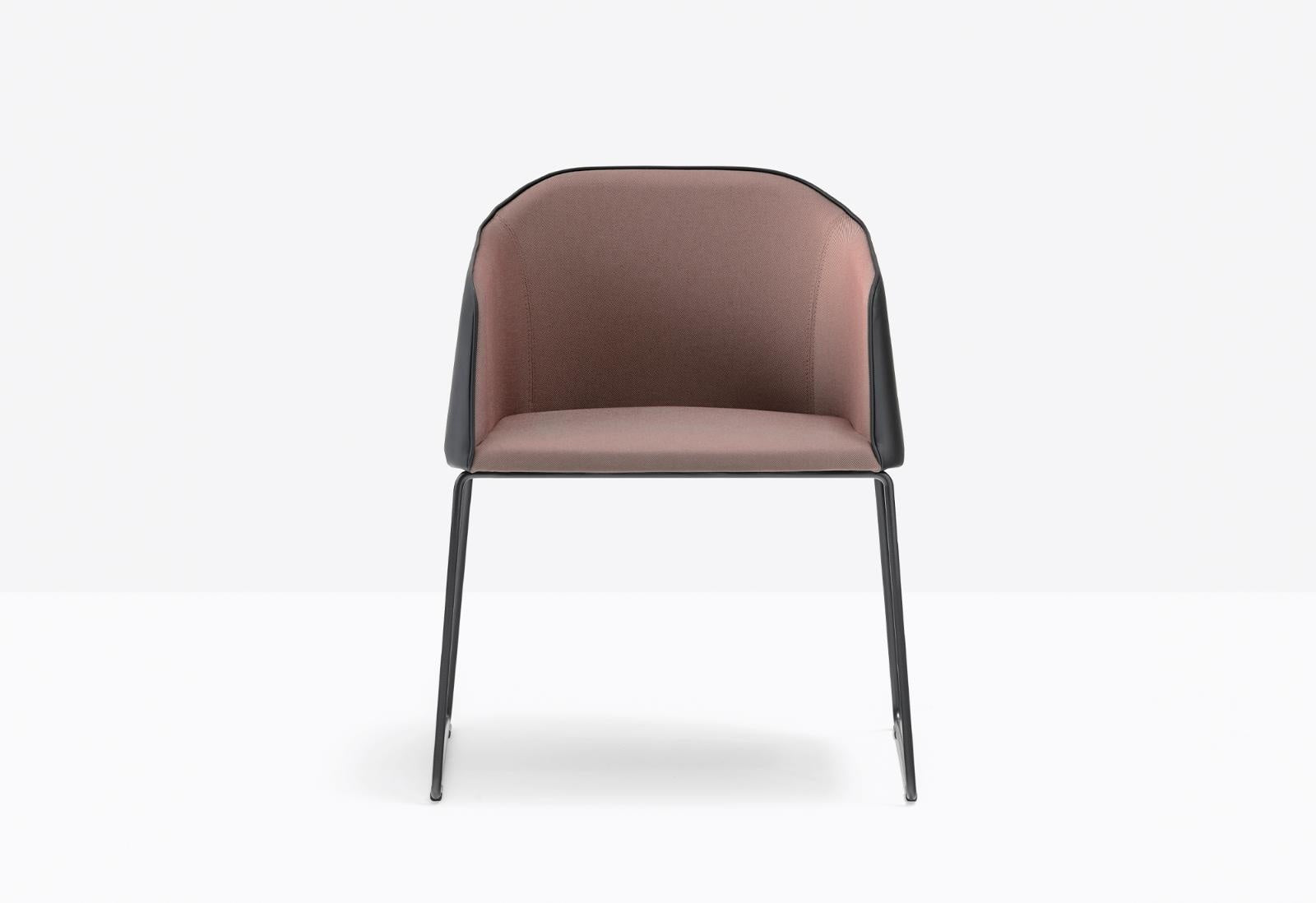 Laja Upholstered Armchair, Sled Base, Made in Italy