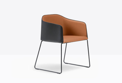 Laja Upholstered Armchair, Sled Base, Made in Italy