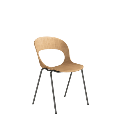Lotus Chair, Oak Veneer, Steel 4-Leg Base