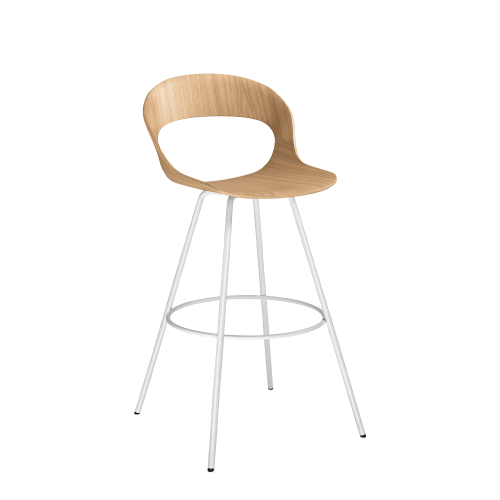 Lotus Bar Stool, Oak Veneer & Steel, 720 mm