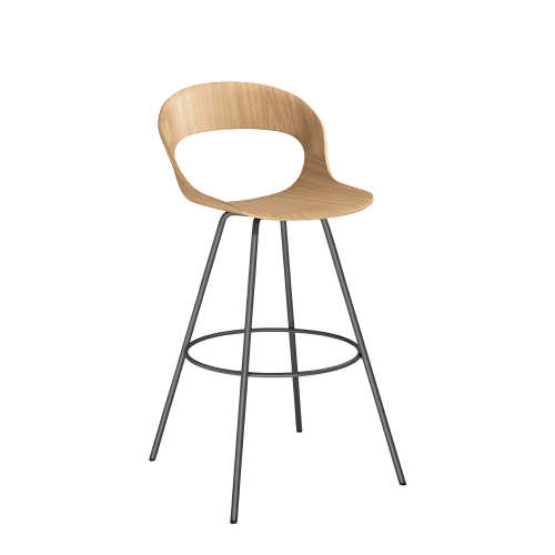 Lotus Bar Stool, Oak Veneer & Steel, 720 mm