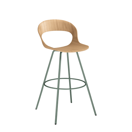 Lotus Bar Stool, Oak Veneer & Steel, 720 mm