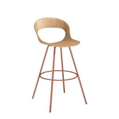 Lotus Bar Stool, Oak Veneer & Steel, 720 mm