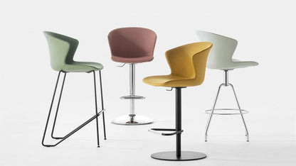 Kicca Plus Upholstered Bar Stool with Backrest