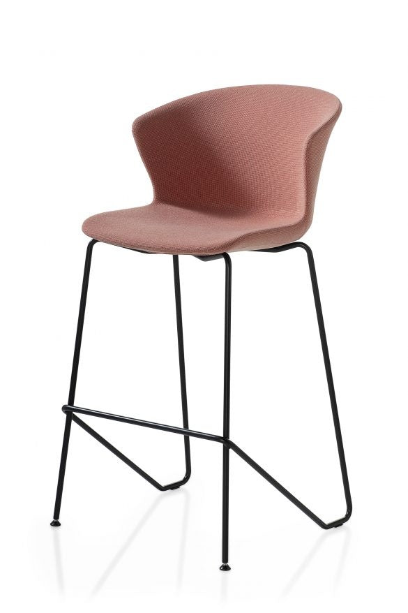 Kicca Plus Upholstered Bar Stool with Backrest
