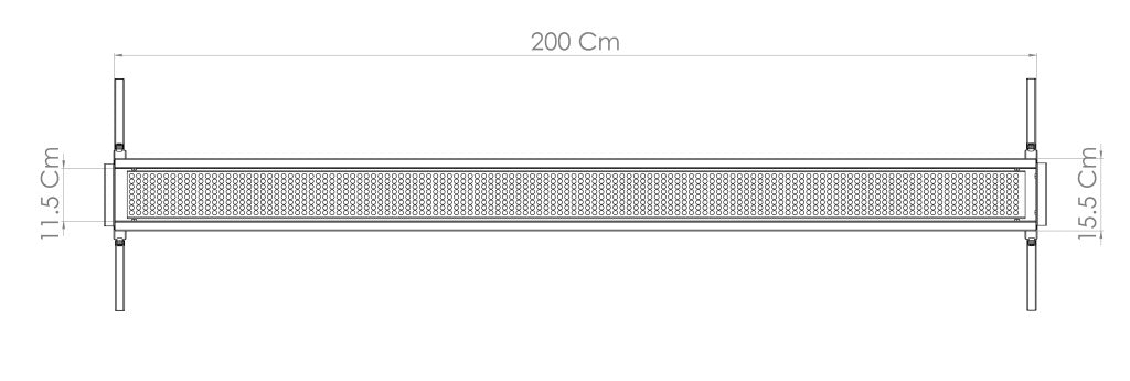 Charcoal Channel Grill for Skewers, 2000 mm