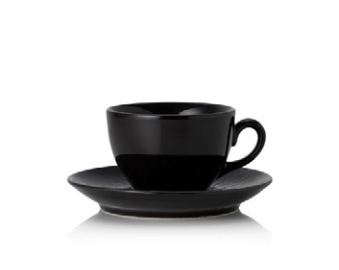Vida Night Coffee Cup with Saucer, 220 ml, Black