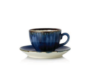 Vida Dark Ocean Cappuccino Cup & Saucer, 0.22 L