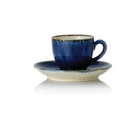 Vida Dark Ocean Espresso Cup with Saucer, 90 ml