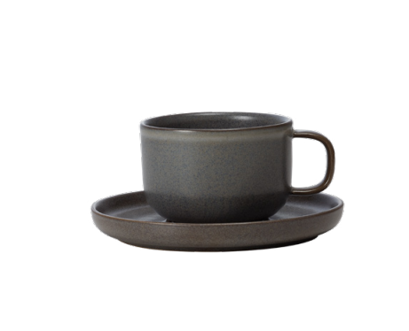 Cup & Saucer Set, Stone Grey, 220 ml, 6 pcs