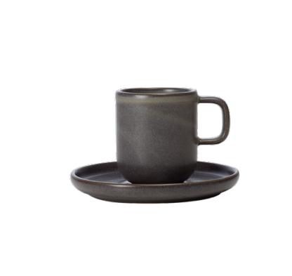 One Stone Grey Espresso Cup with Saucer, 90 mL