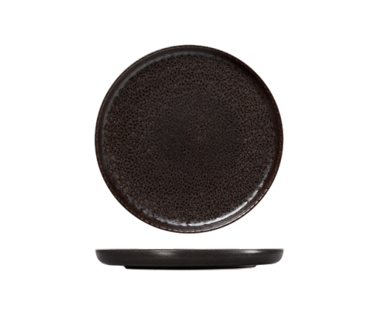 Metallic Brown Flat Plate, Porcelain, 280mm