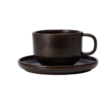 One Metallic Brown Coffee Cup & Saucer, 0.22 L