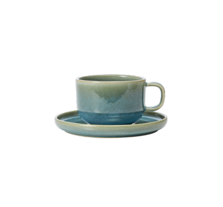 Cup & Saucer Set Myrtle Green, 220 ml, Stoneware