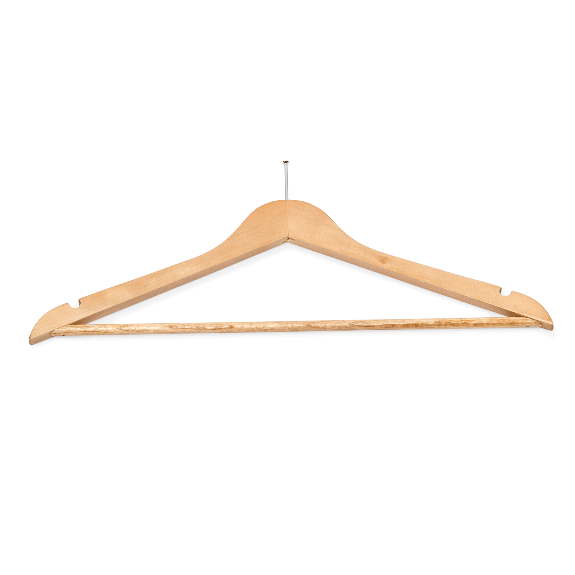 Was Wooden Hotel Hanger with Notches and Bar, 449 mm, Set of 5