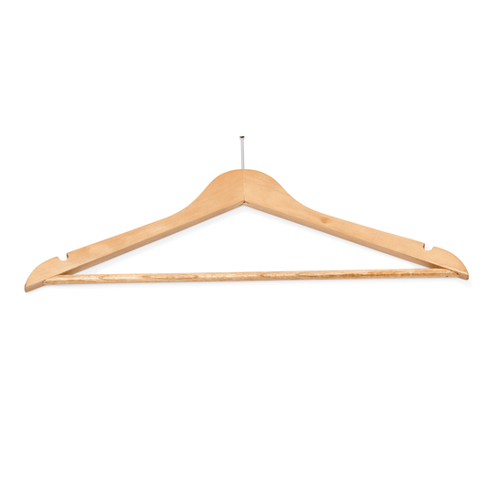 Was Wooden Hotel Hanger with Notches and Bar, 449 mm, Set of 5