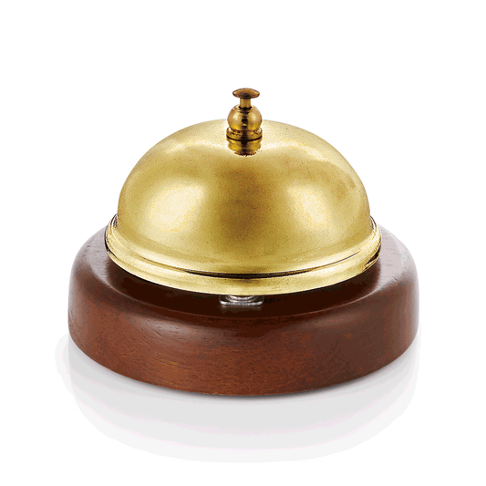 Was Reception Bell with Wooden Coaster, Ø90 mm, Titanium Gold