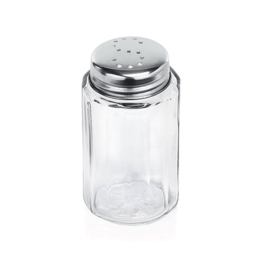Was Salt Shaker Set, Glass and Stainless Steel, Set of 12