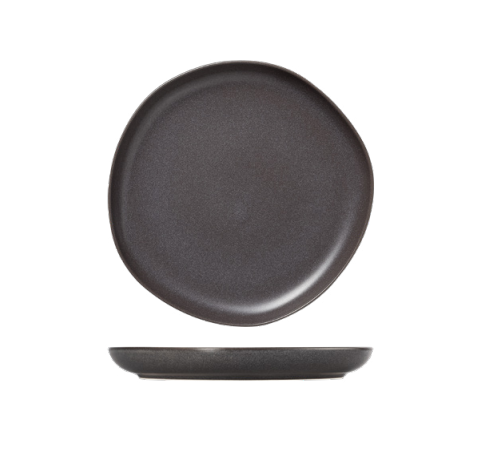 Organic Stone Grey Flat Plate, Ø28 cm, Stoneware