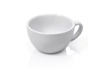 White Porcelain Cappuccino Cup, 280 ml, Set of 6
