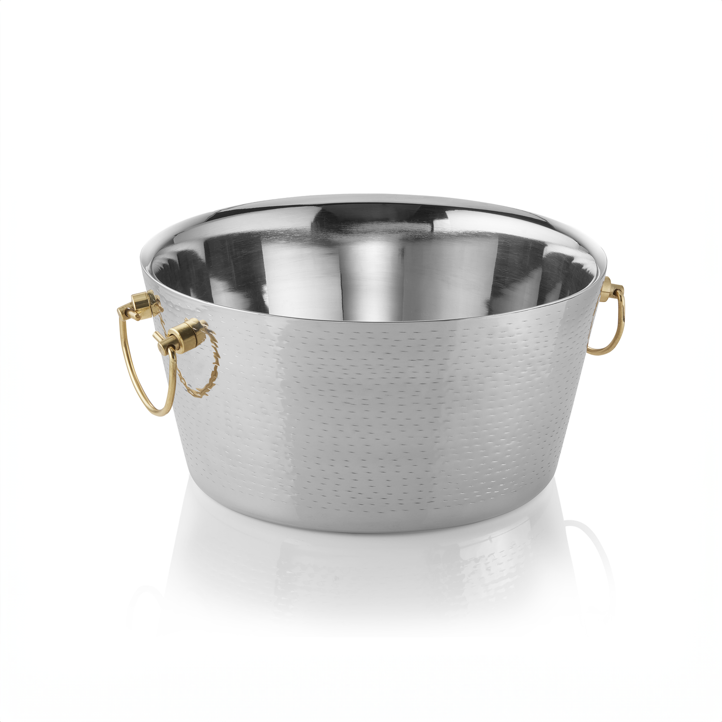 Was Champagne Cooler with Brass Handles, Hammered, 170 mm High