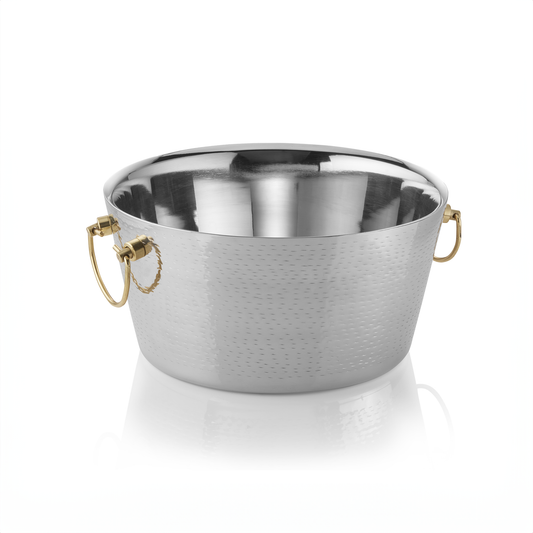 Was Champagne Cooler with Brass Handles, Hammered, 170 mm High