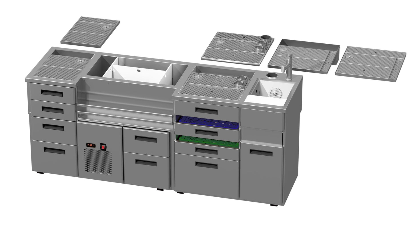 Bar Module with Dishwasher Space, 2200mm, 4 Drawers
