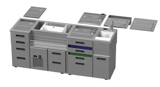 Bar Module with Dishwasher Space, 2200mm, 4 Drawers
