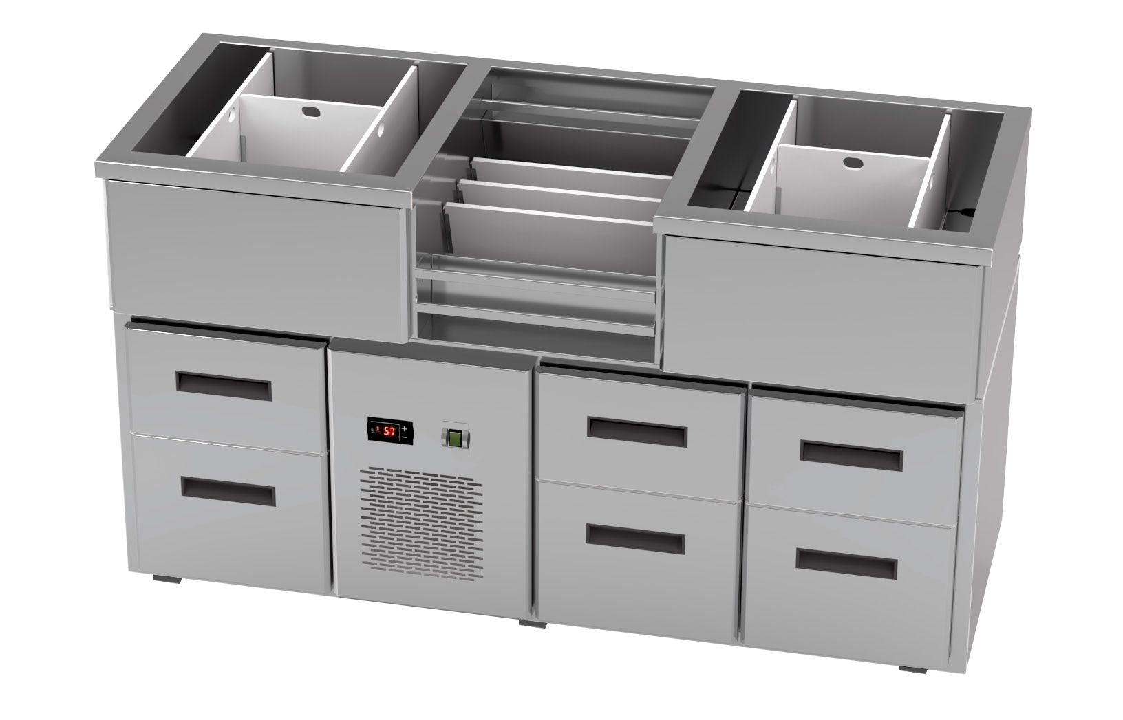 Bar Module, 2 Ice Wells, 6 Freezer Drawers, 1660mm
