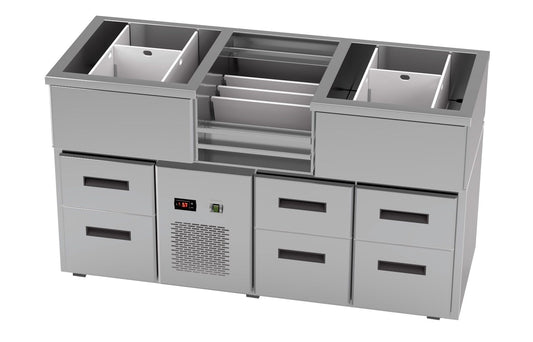 Bar Module, 2 Ice Wells, 6 Freezer Drawers, 1660mm