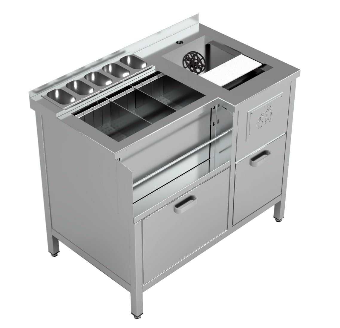 Modular Bar Station, Ice Well & Sink, 1000×650×900