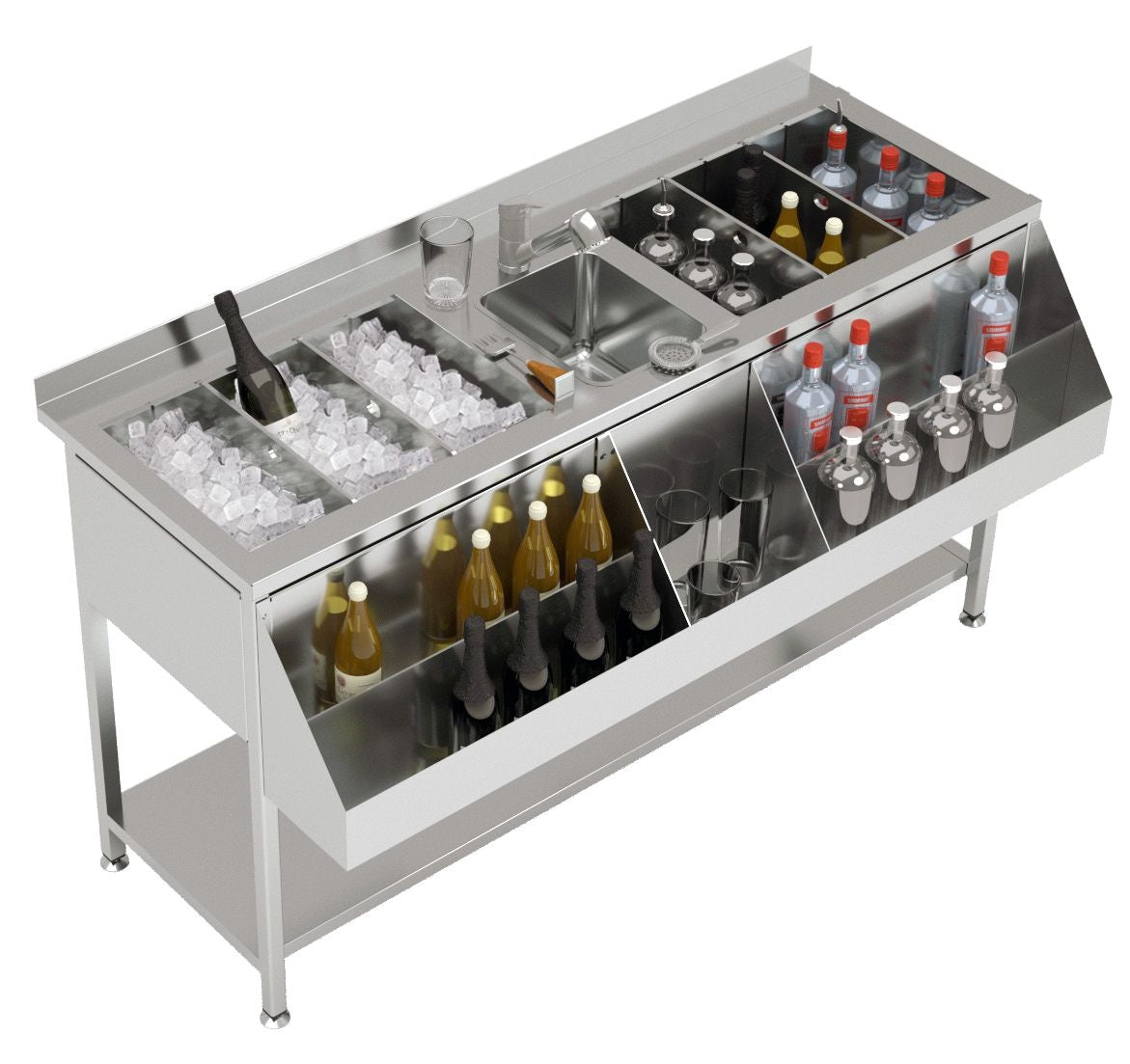 Bar Module, 2 Ice Wells, Sink, 1600 mm