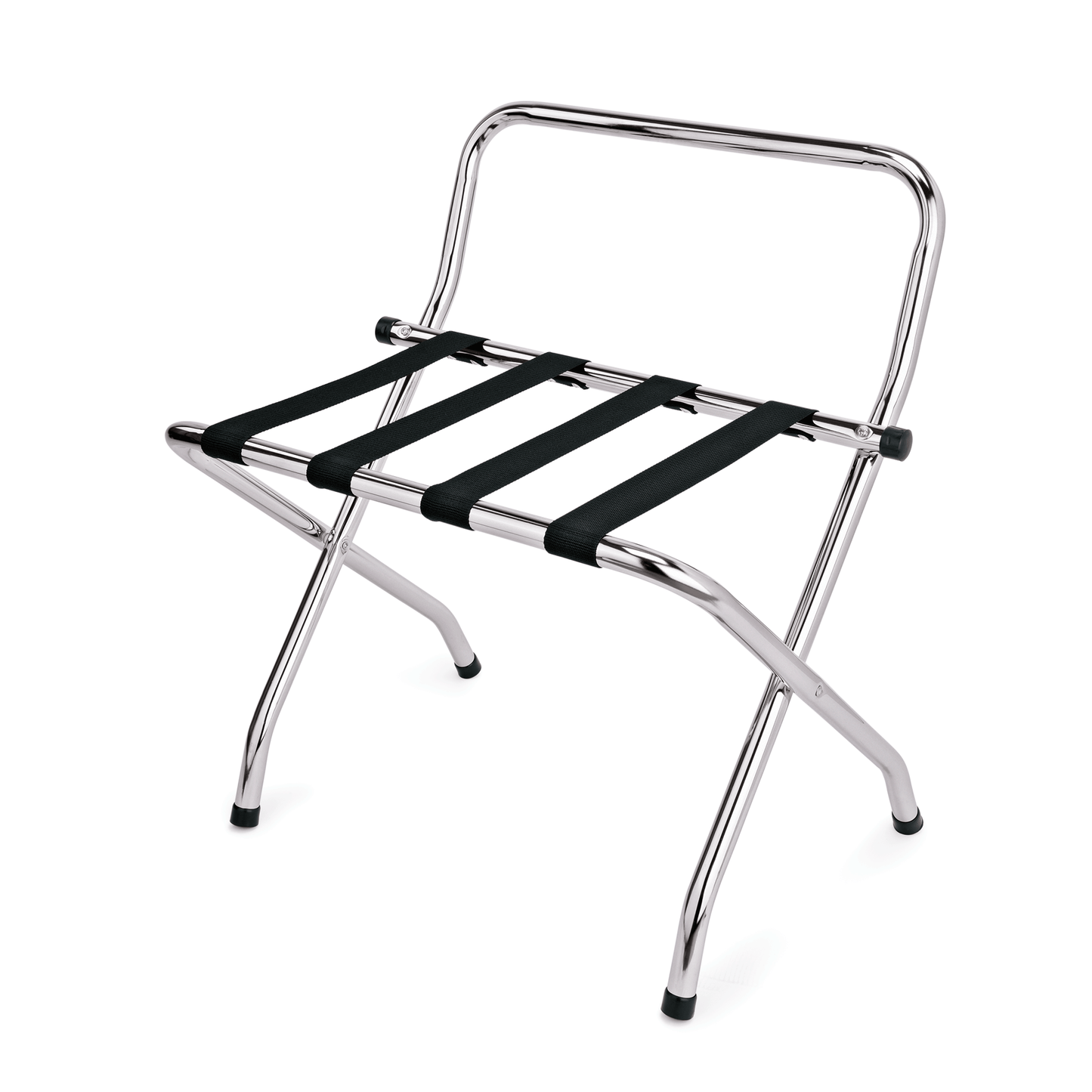 Was Folding Luggage Rack with Wall Protection, Polished Chrome