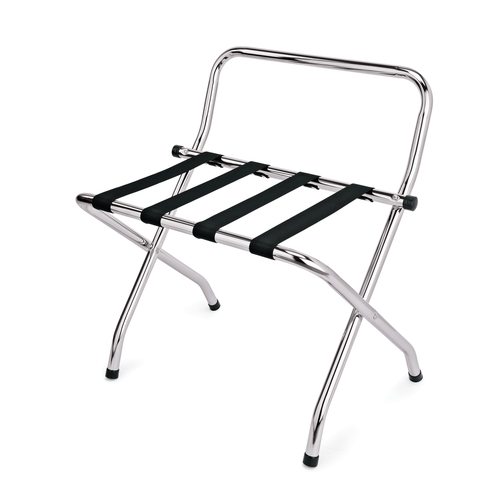 Was Folding Luggage Rack with Wall Protection, Polished Chrome