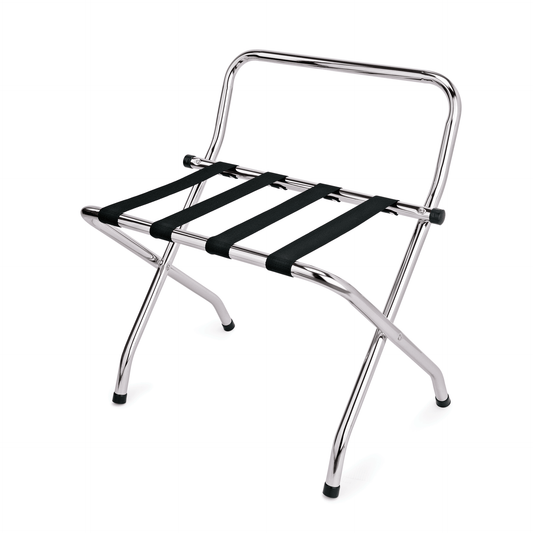 Was Folding Luggage Rack with Wall Protection, Polished Chrome