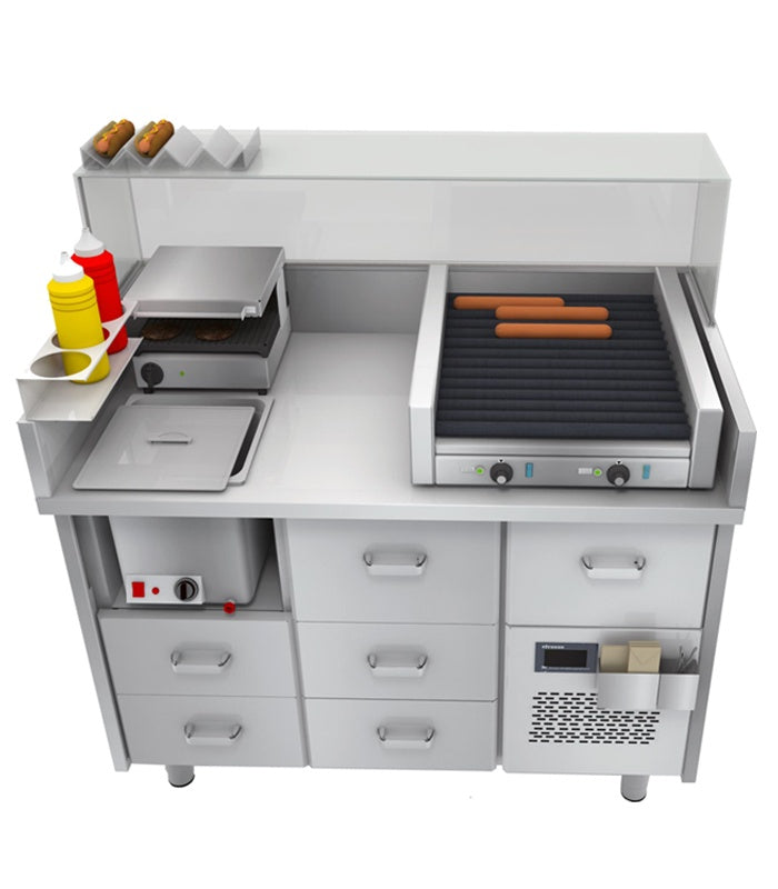 Hot Dog Preparation Table, 0.8 kW, 30-70°C