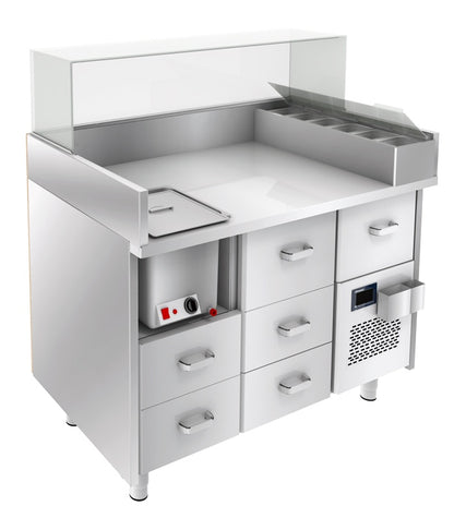 Hot Dog Preparation Table, 0.8 kW, 30-70°C