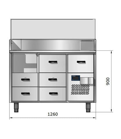 Hot Dog Preparation Table, 0.8 kW, 30-70°C