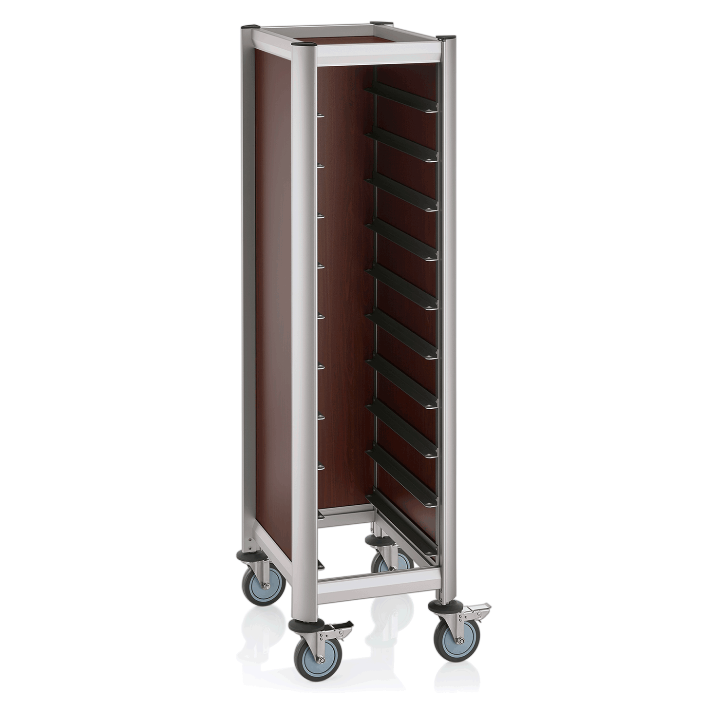 Was Tray Trolley Single Mensa, GN 1/1, Wood-Look Brown, 10 Trays