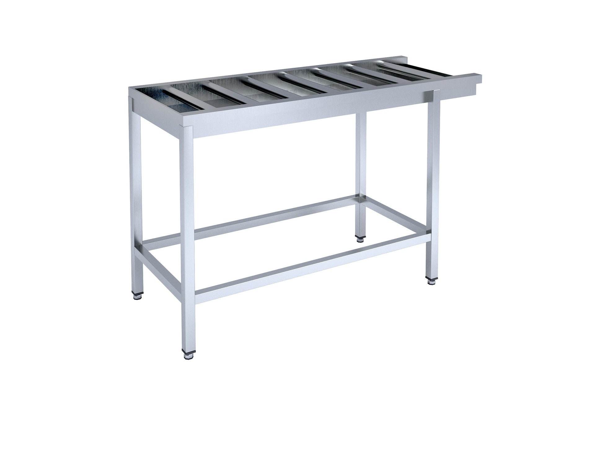 Framed table with rollers  for dishwashing machine